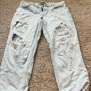 American Eagle By Payless Light Gray Distressed Jeans